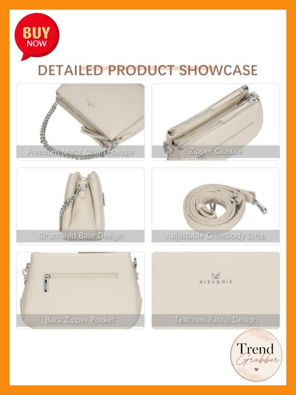 Vegan Leather Crossbody Bag with Multiple Zippered Pockets, Two-Strap Design,